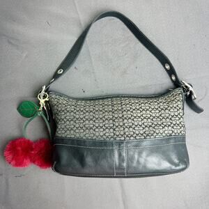 Coach Signature Sufflette Black Leather Shoulder Bag F10418